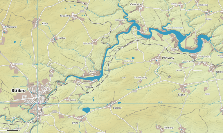 Mapa - přehrada Hracholusky